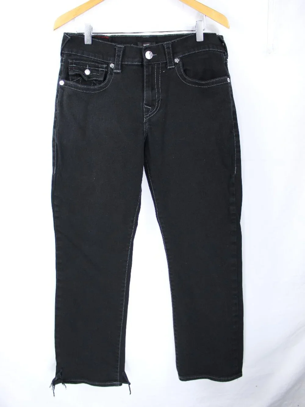 TRUE RELIGION MEN'S BLACK PANTS RICKY RELAXED STRAIGHT SIZE 34 GRUNGE AS-IS